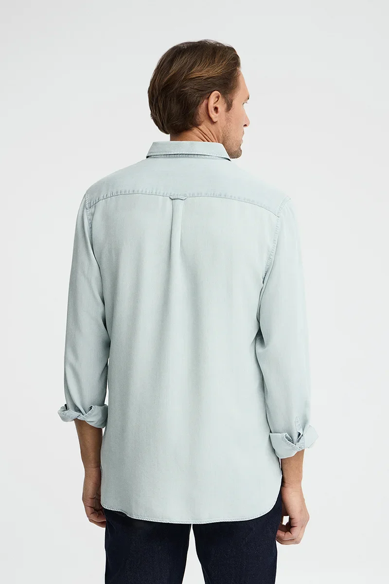 Light-blue regular-fit Tencel shirt with Polo Club logo - Image 6