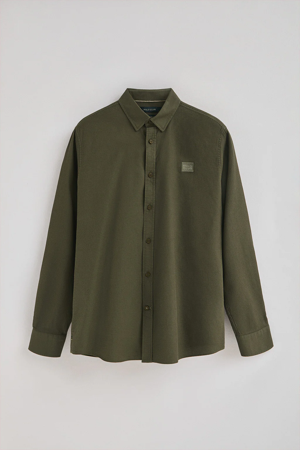 Olive-green regular-fit shirt with buttoned collar and Polo Club logo - Image 5