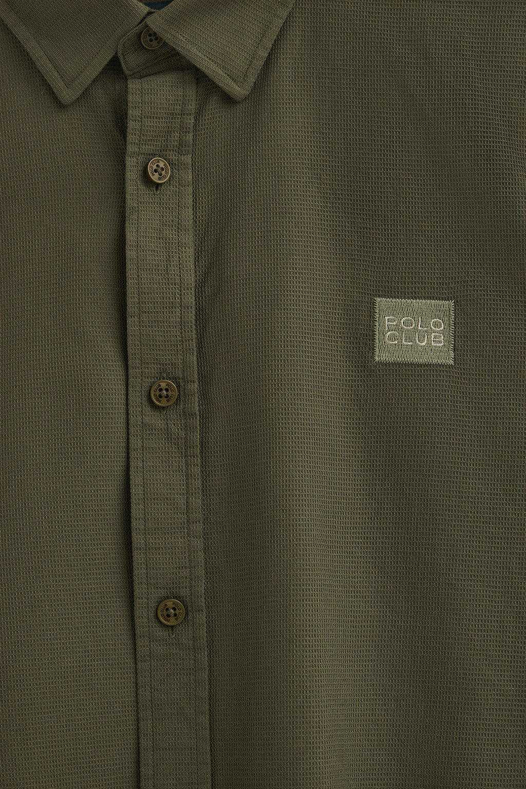 Olive-green regular-fit shirt with buttoned collar and Polo Club logo - Image 6