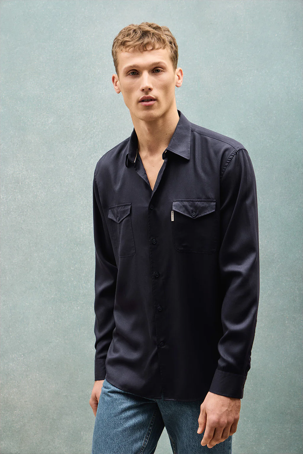 Navy-blue regular-fit shirt Franklin with pockets - Image 12