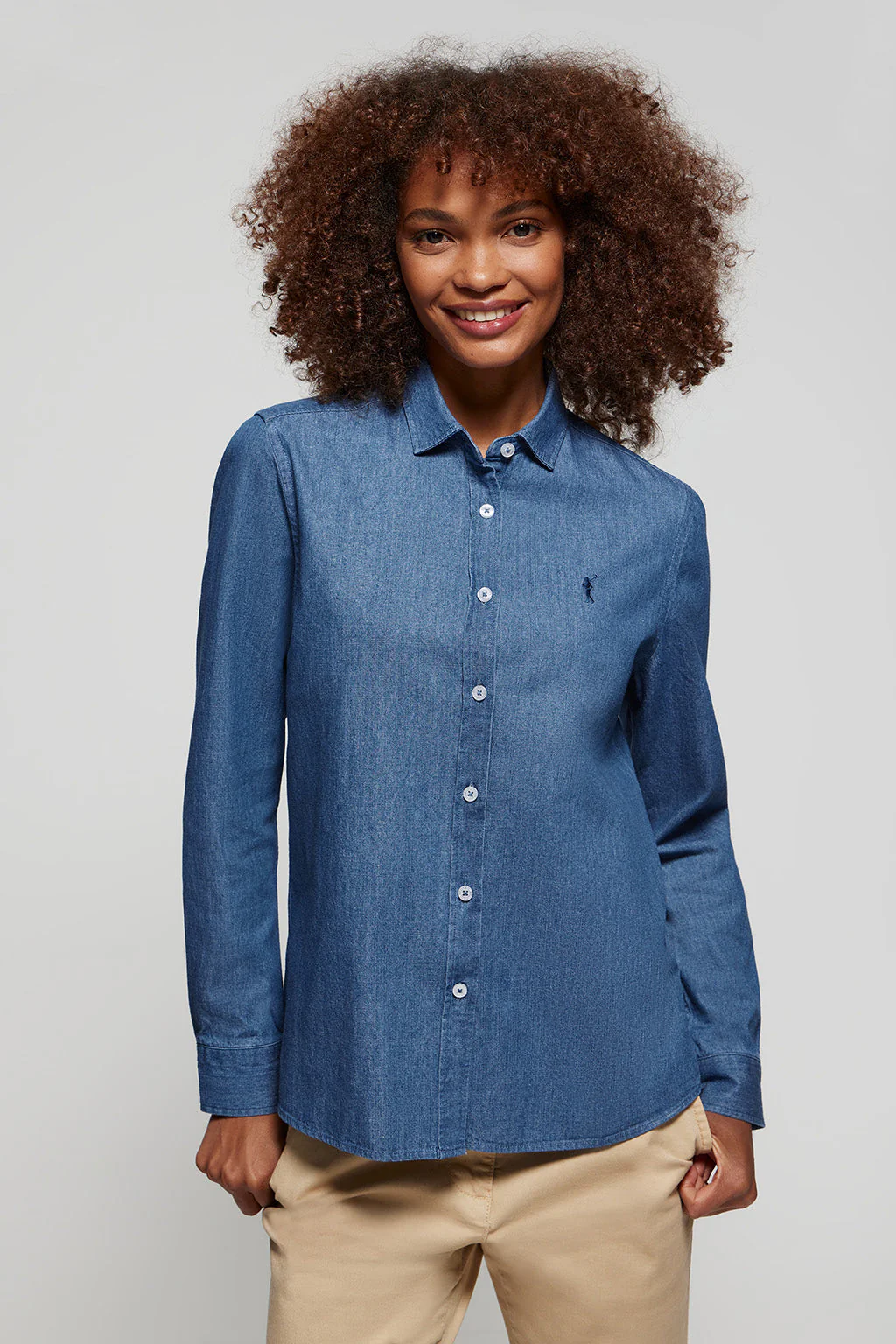 Regular-fit denim shirt with Rigby Go embroidered logo