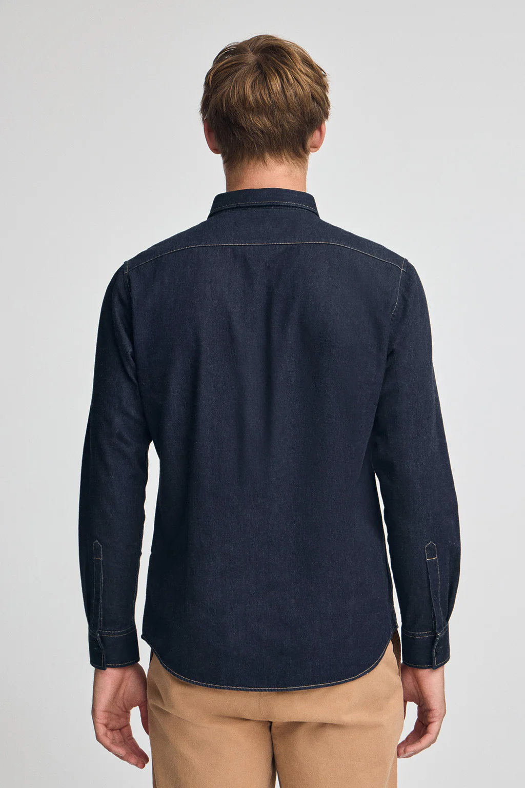 Indigo-blue denim shirt with slim fit and Rigby Go logo - Image 4