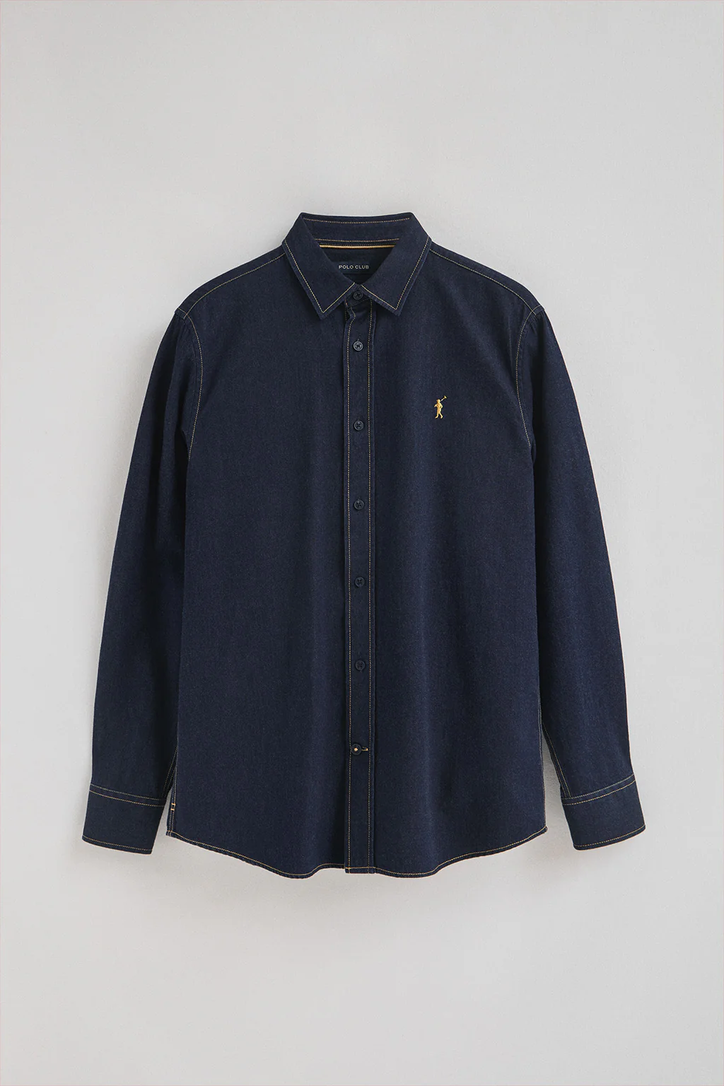 Indigo-blue denim shirt with slim fit and Rigby Go logo - Image 7