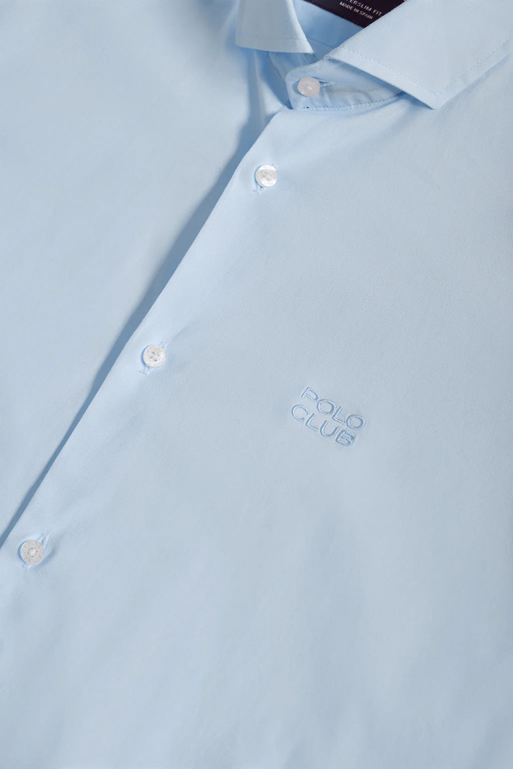 Sky-blue super slim fit cotton shirt with Polo Club logo - Image 6