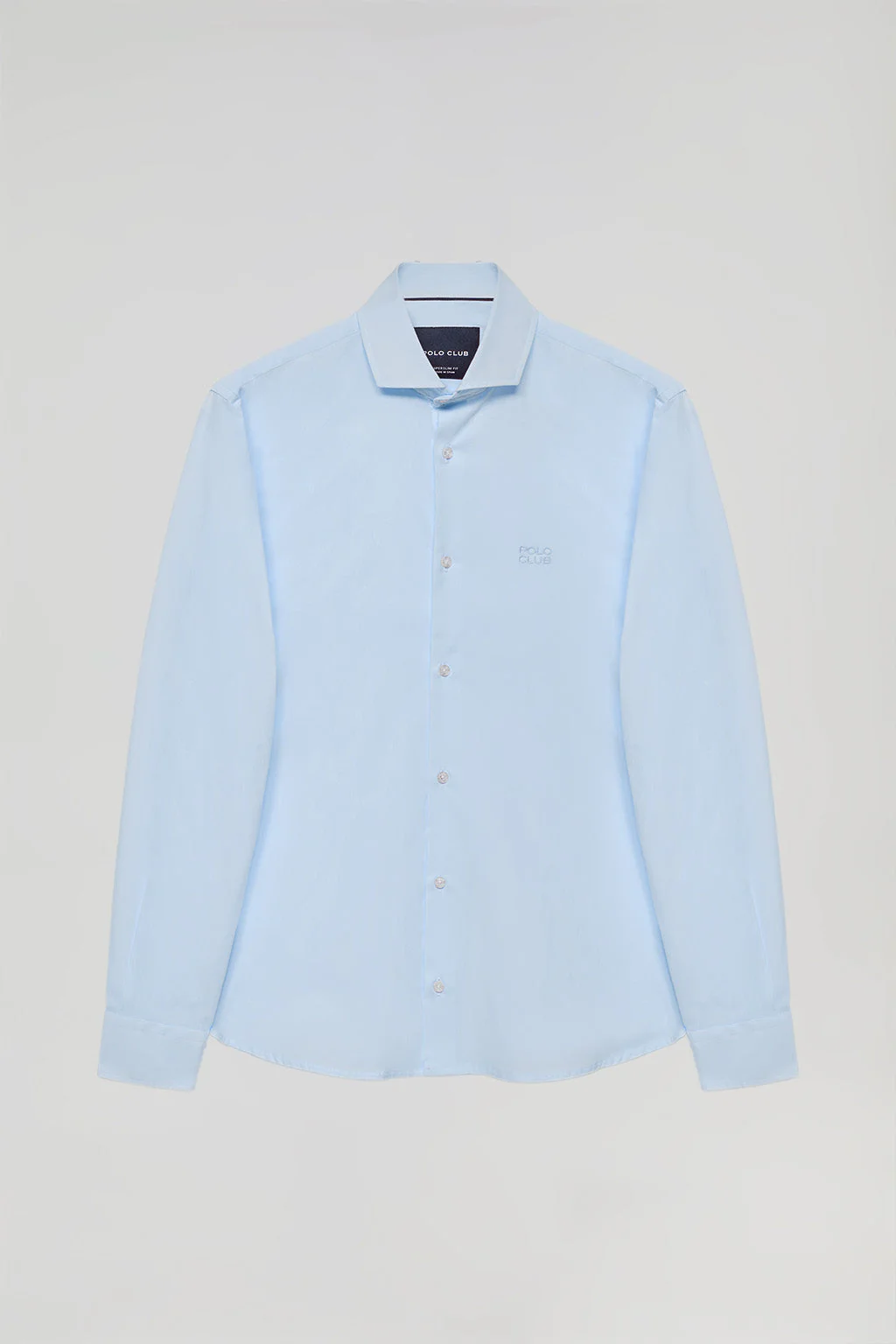 Sky-blue super slim fit cotton shirt with Polo Club logo - Image 9