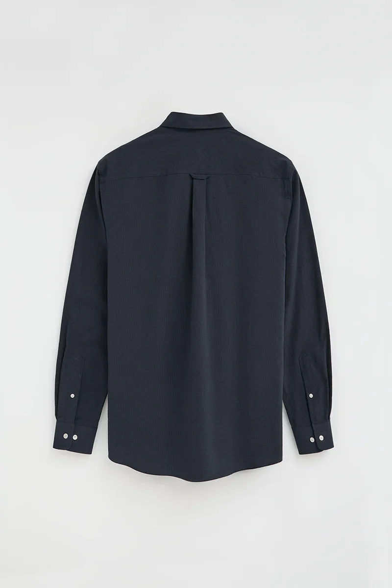 Navy-blue regular-fit shirt with crinkled effect and Rigby Go logo - Image 8