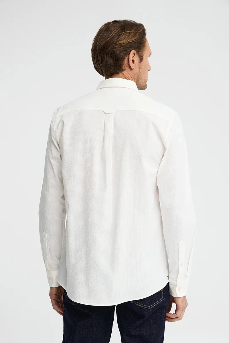 White regular-fit shirt with crinkled effect and Rigby Go logo - Image 4