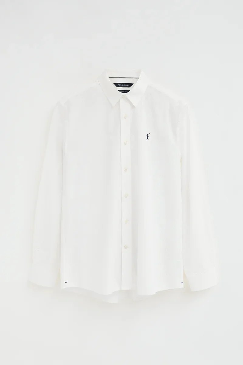 White regular-fit shirt with crinkled effect and Rigby Go logo - Image 5