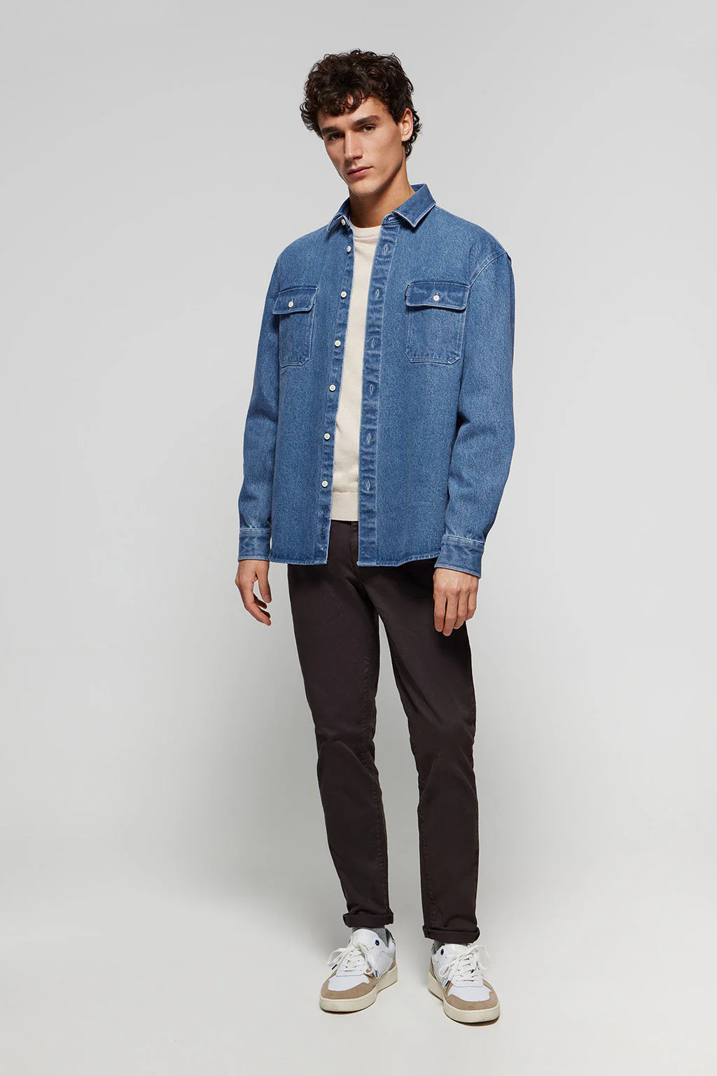 Denim overshirt with pockets and Polo Club embroidered logo - Image 3