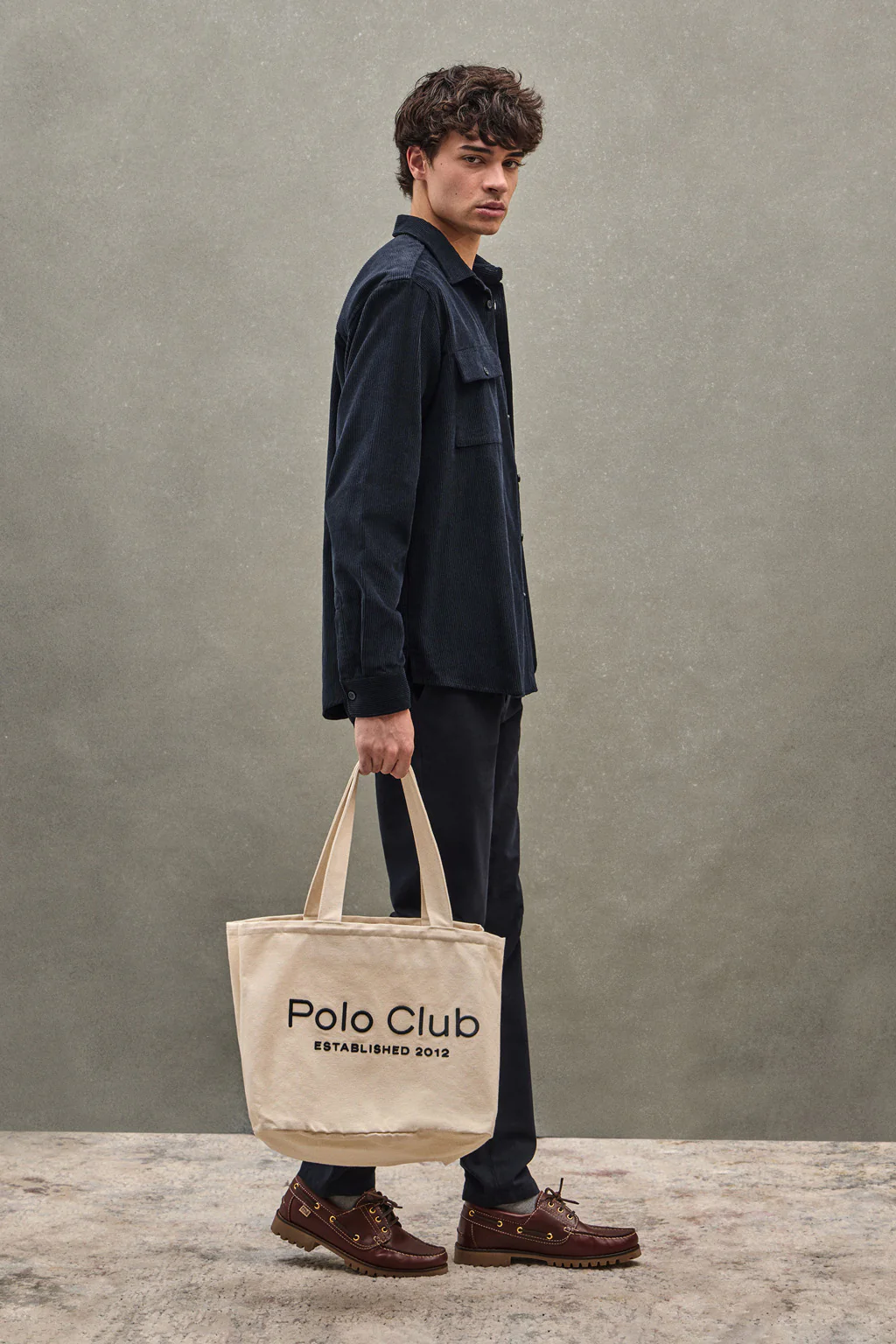 Navy-blue corduroy overshirt with French collar and Polo Club logo - Image 5