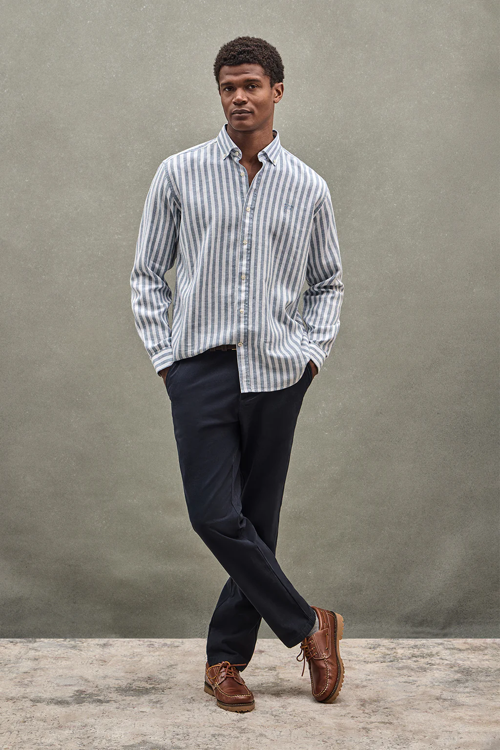 Light-blue striped shirt with Polo Club logo