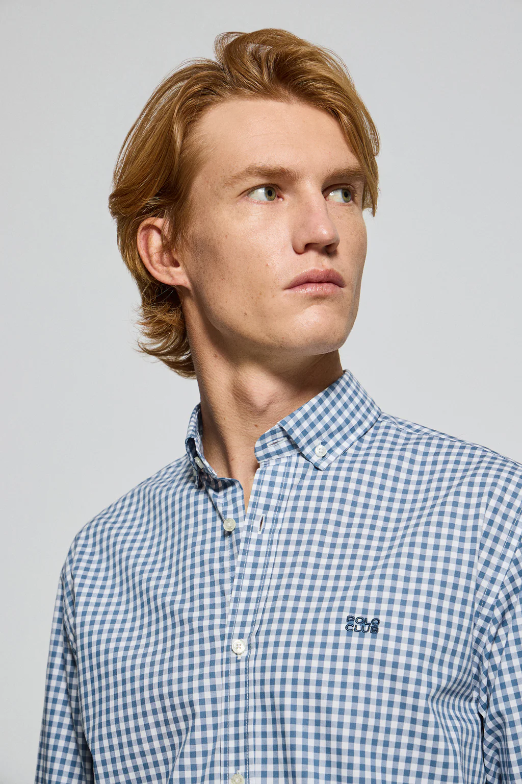 Blue vichy-check shirt Mataro with Polo Club logo - Image 3