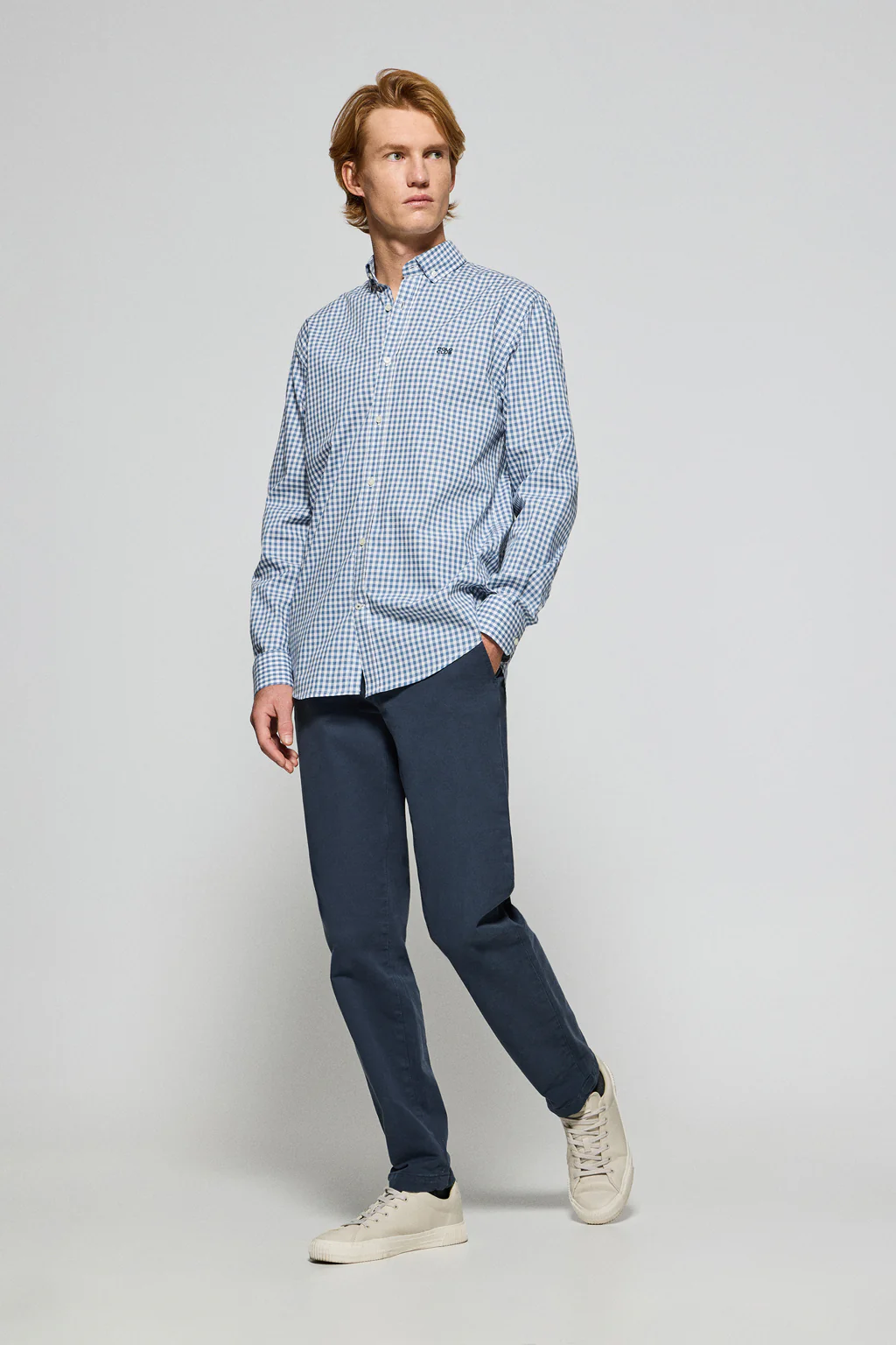 Blue vichy-check shirt Mataro with Polo Club logo - Image 4