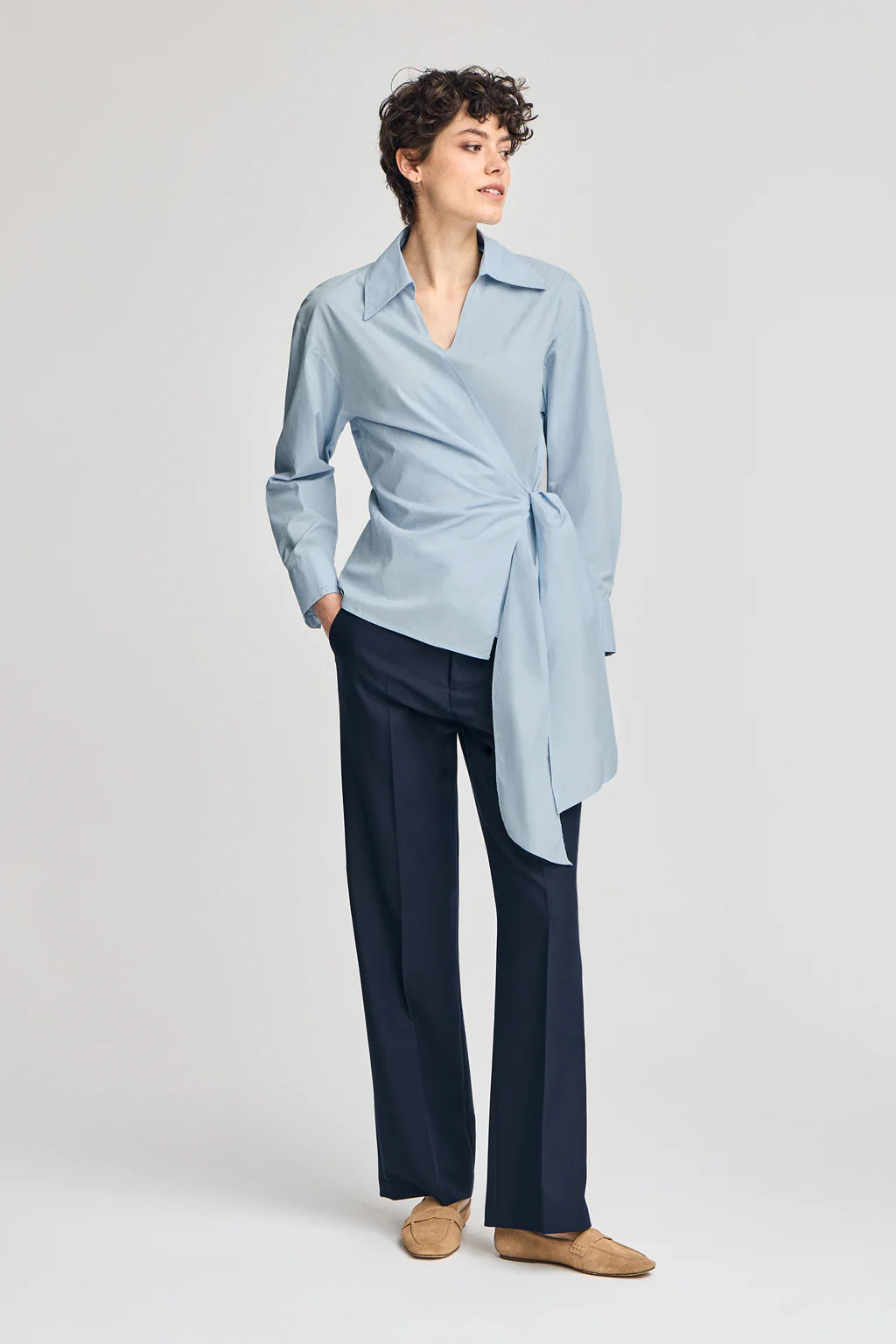 Blue wrap shirt Meggan with Polo Club details - Image 4