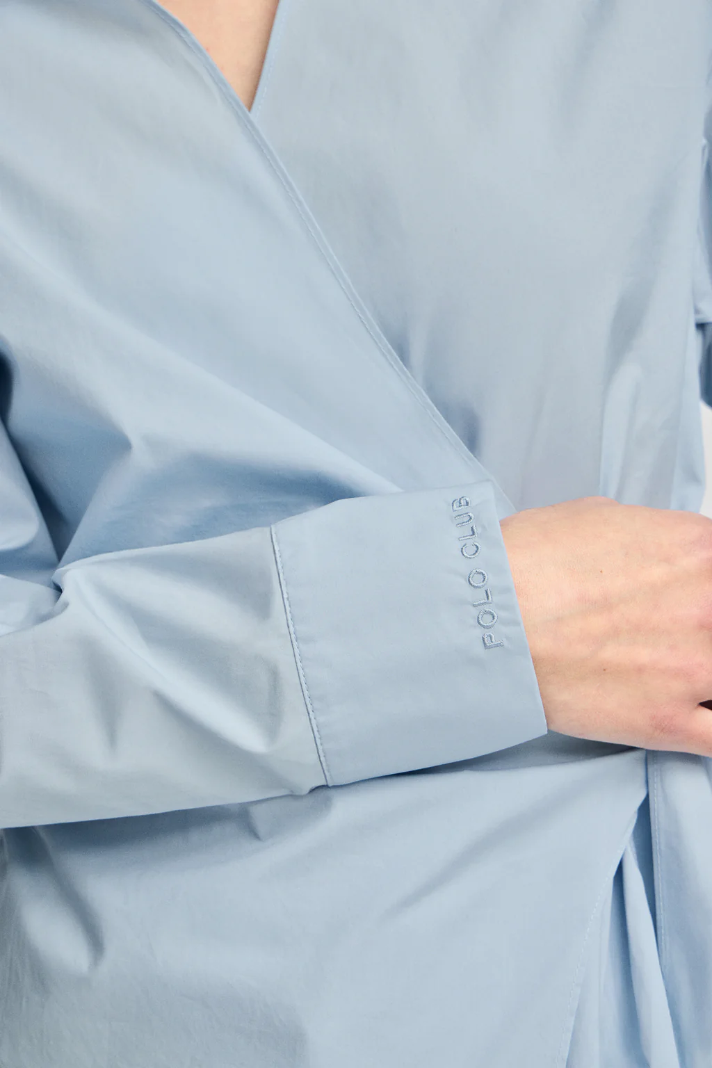 Blue wrap shirt Meggan with Polo Club details - Image 5