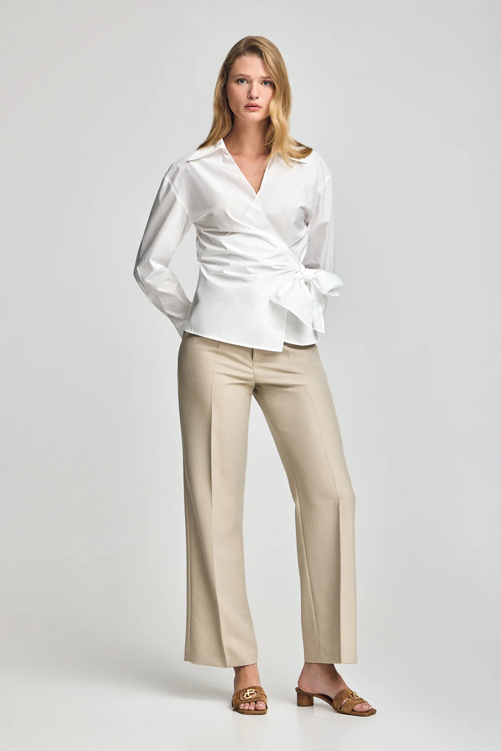 White wrap shirt Meggan with Polo Club details - Image 4