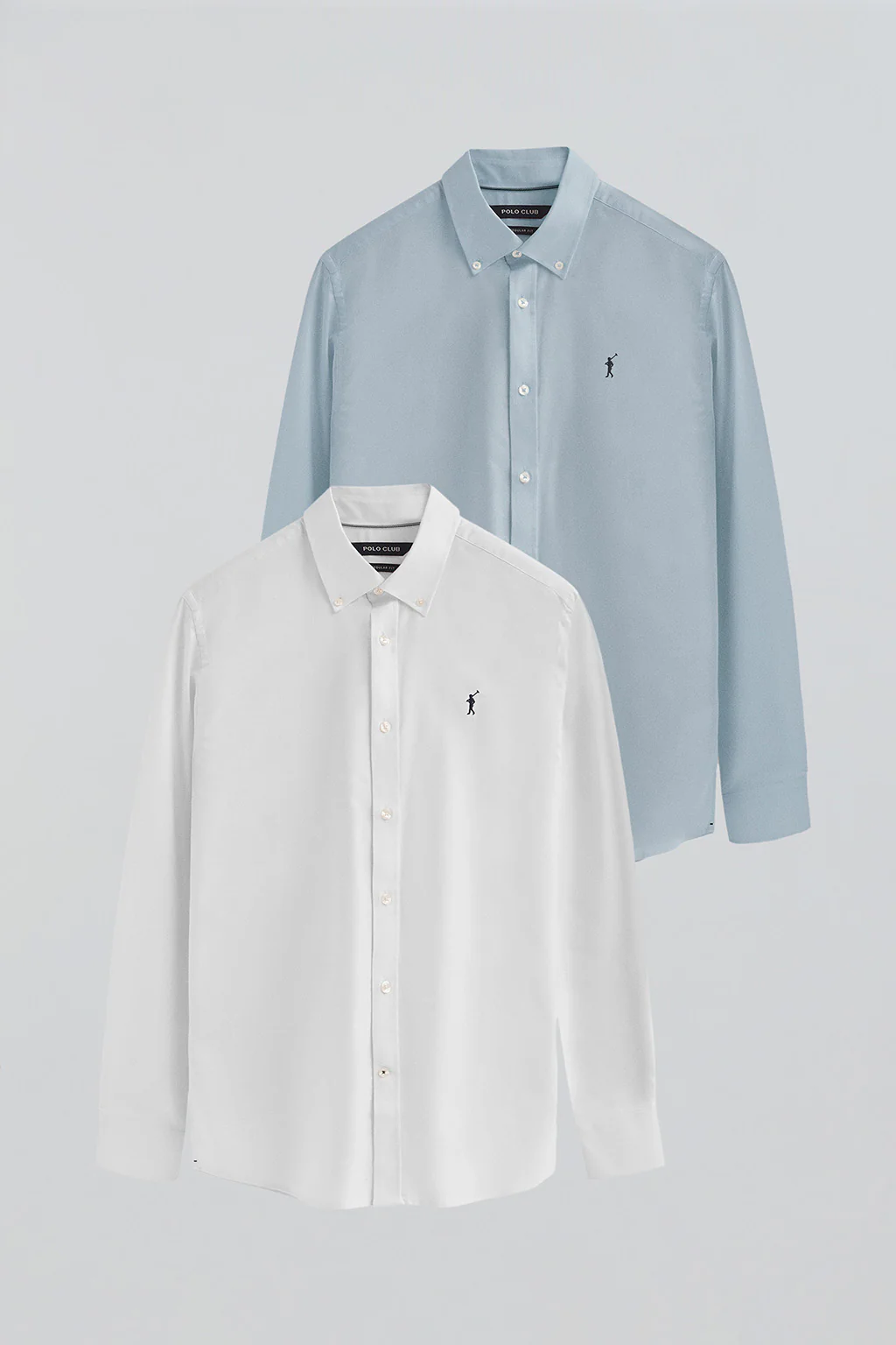 Men’s regular-fit 2-pack shirts in sky blue and white with Rigby Go logo - Image 12