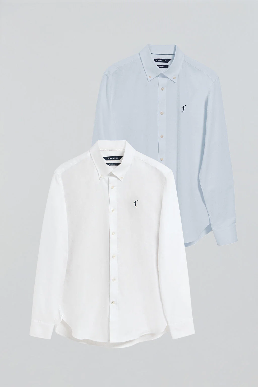 Regular-fit shirt with Rigby Go logo 2 pack (sky blue and white)