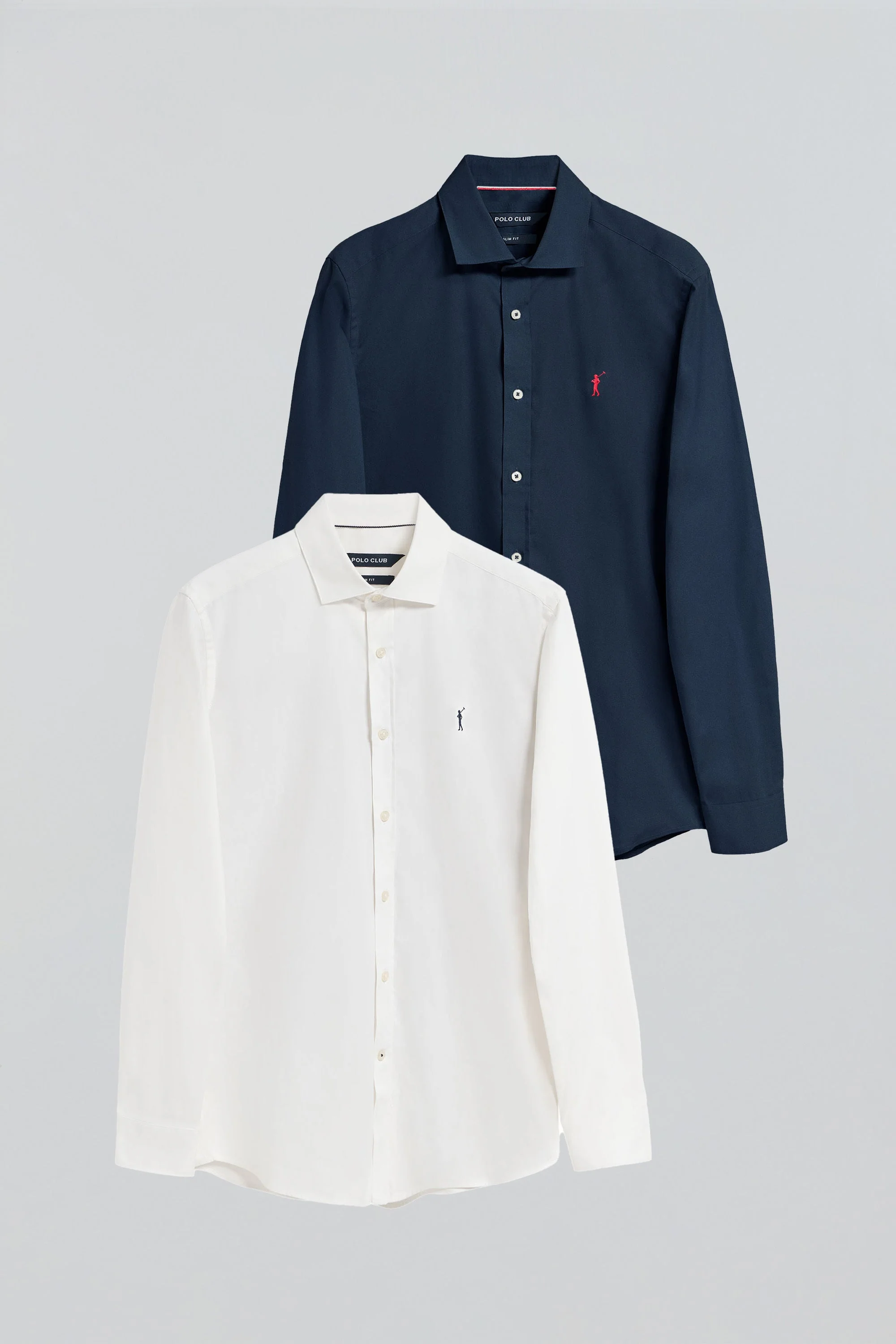 Slim-fit shirt with Rigby Go logo 2 pack (navy blue and white) - Image 8