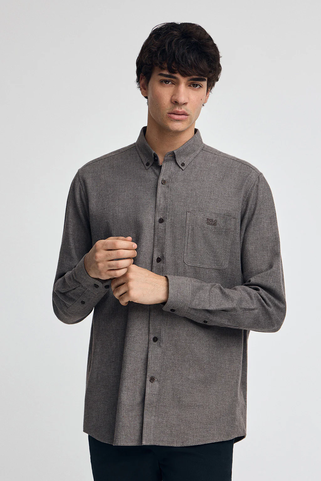 Brown regular-fit shirt with Polo Club logo