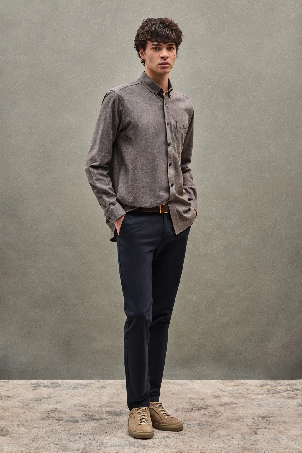 Brown regular-fit shirt with Polo Club logo - Image 2