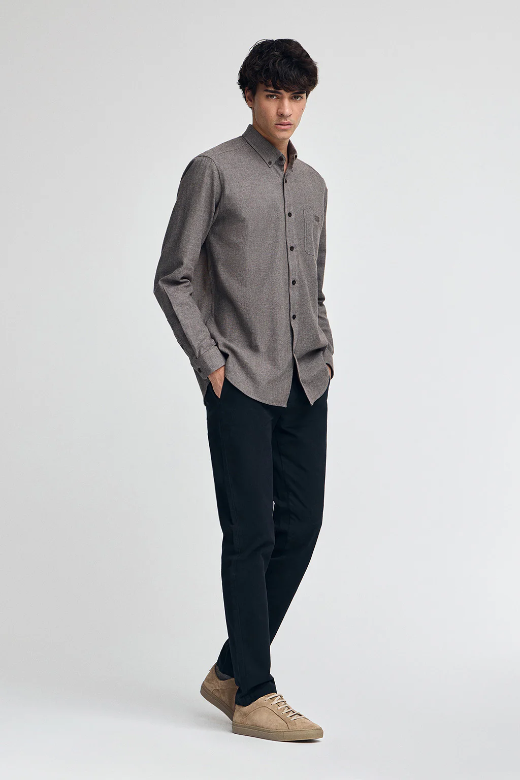 Brown regular-fit shirt with Polo Club logo - Image 4
