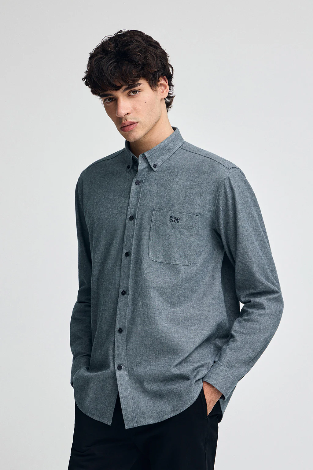 Denim-blue shirt with regular fit and Polo Club logo - Image 2