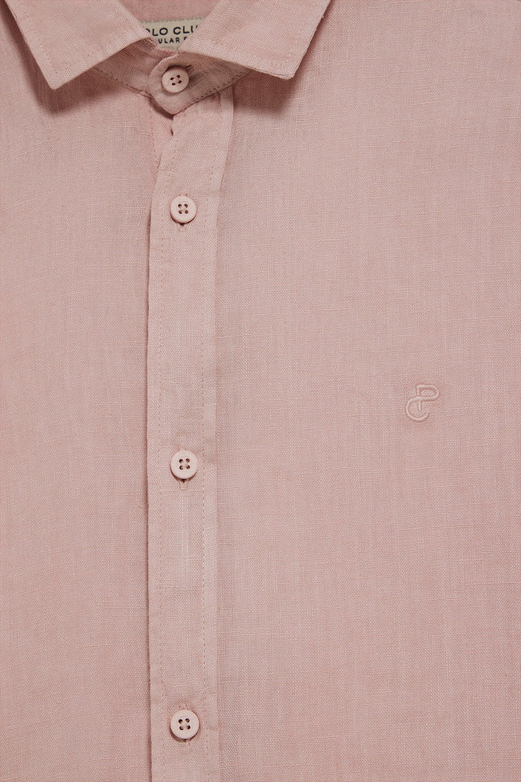 Pink-taupe garment-dye linen shirt with embroidered monogram - Image 7