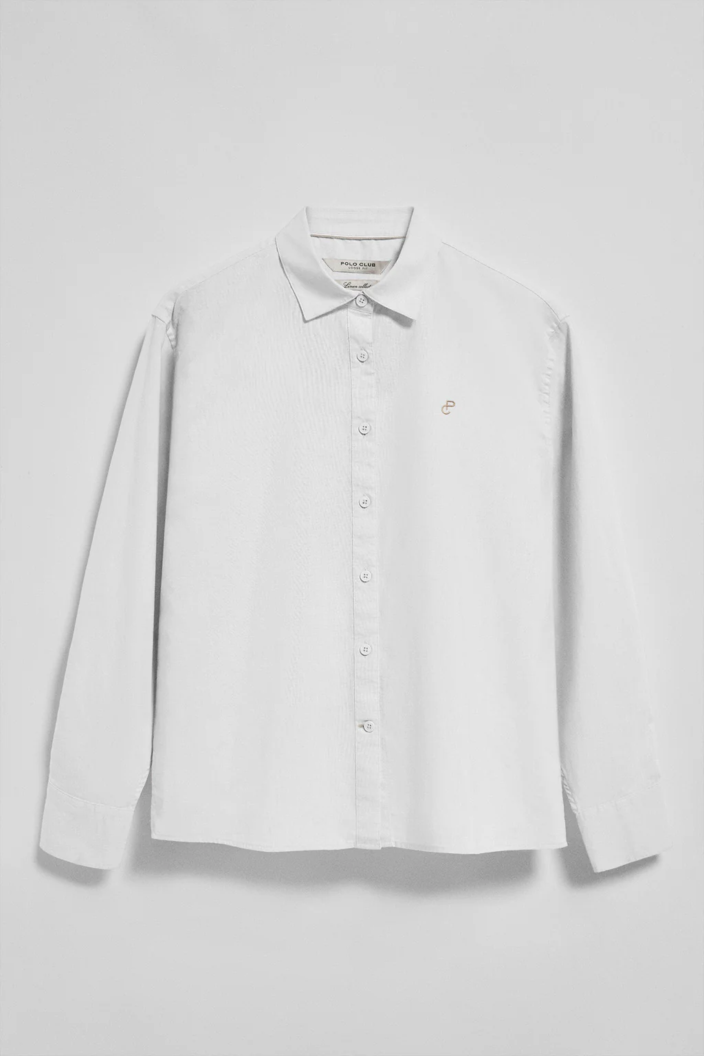 White loose-fit shirt in linen and cotton with embroidered monogram - Image 5
