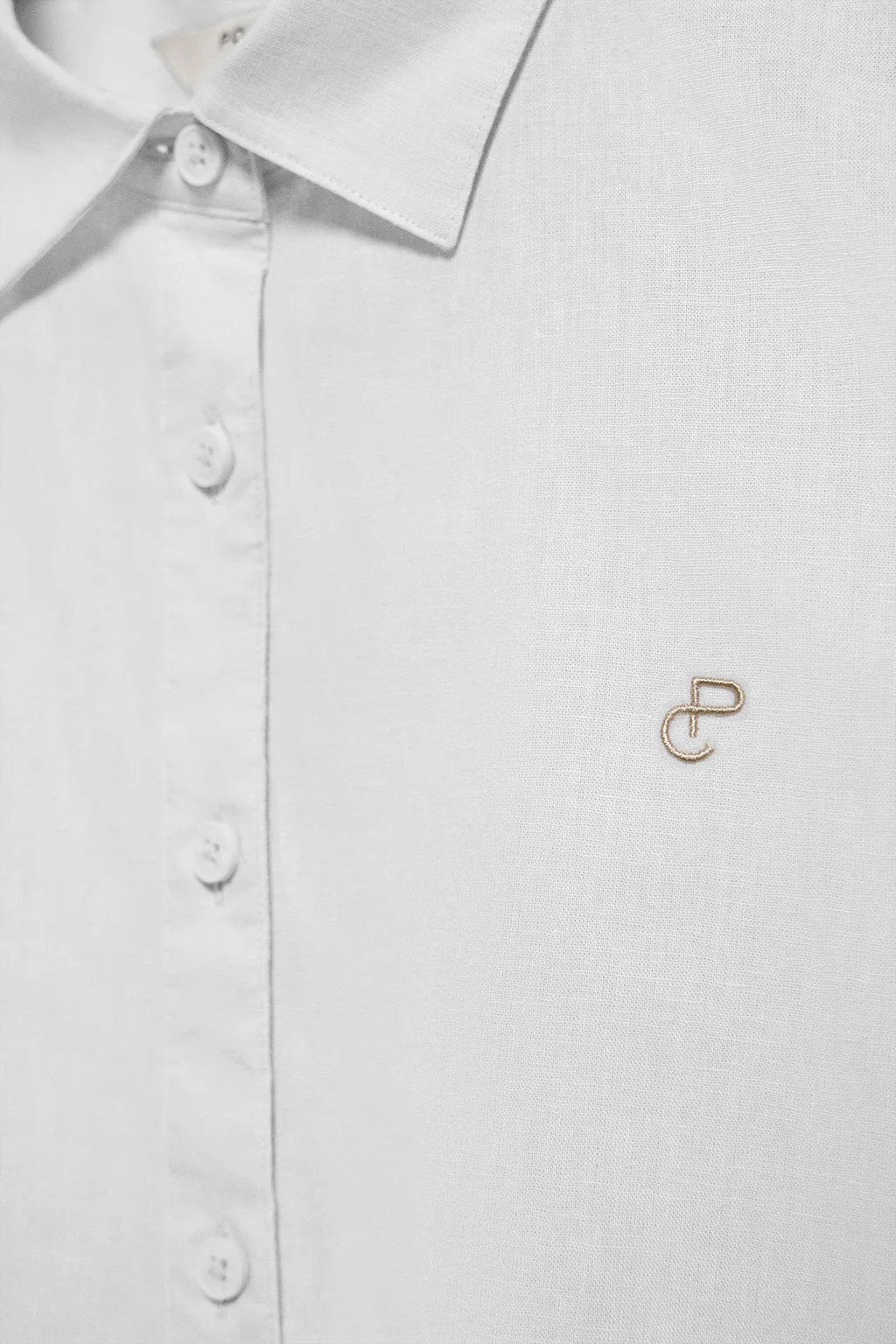 White loose-fit shirt in linen and cotton with embroidered monogram - Image 6