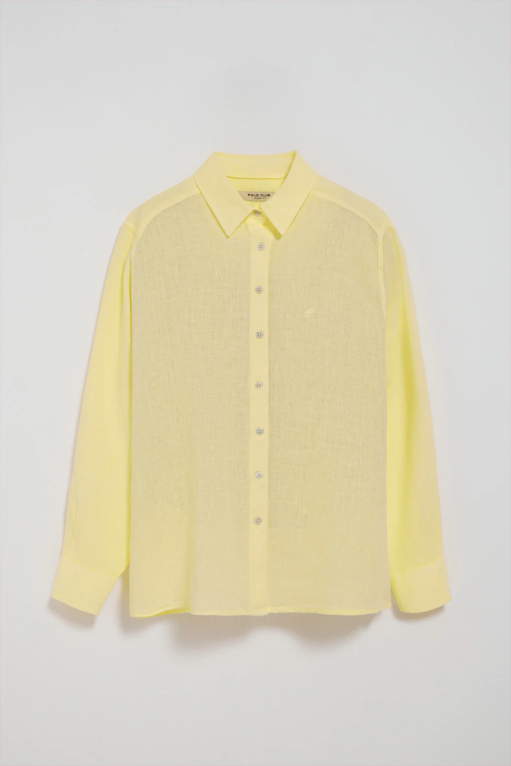 Yellow garment-dye linen shirt with embroidered monogram - Image 8