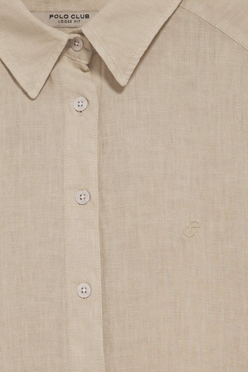 Sandy garment-dye linen shirt with embroidered monogram - Image 7