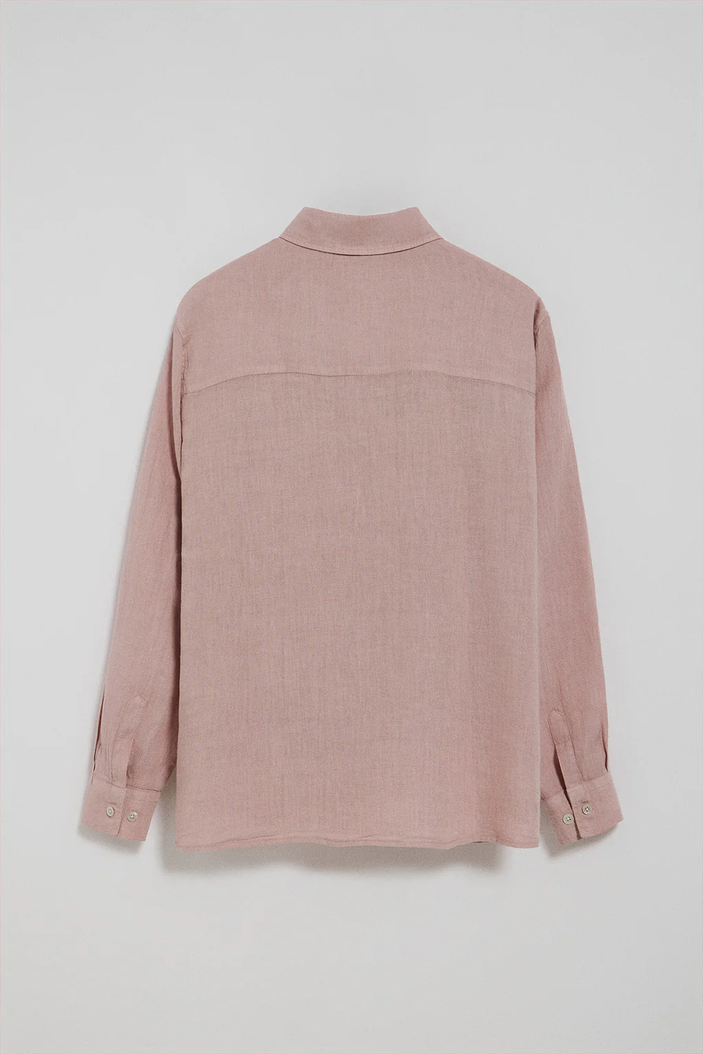 Pink-taupe garment-dye linen shirt with embroidered monogram - Image 6