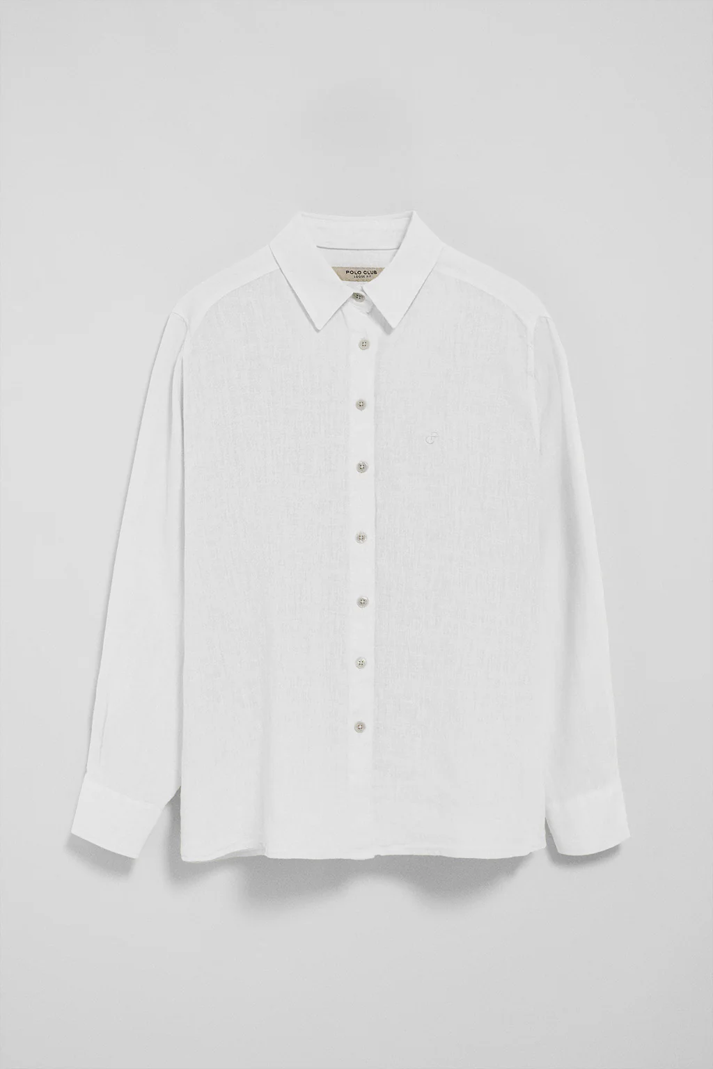 White garment-dye linen shirt with embroidered monogram - Image 8
