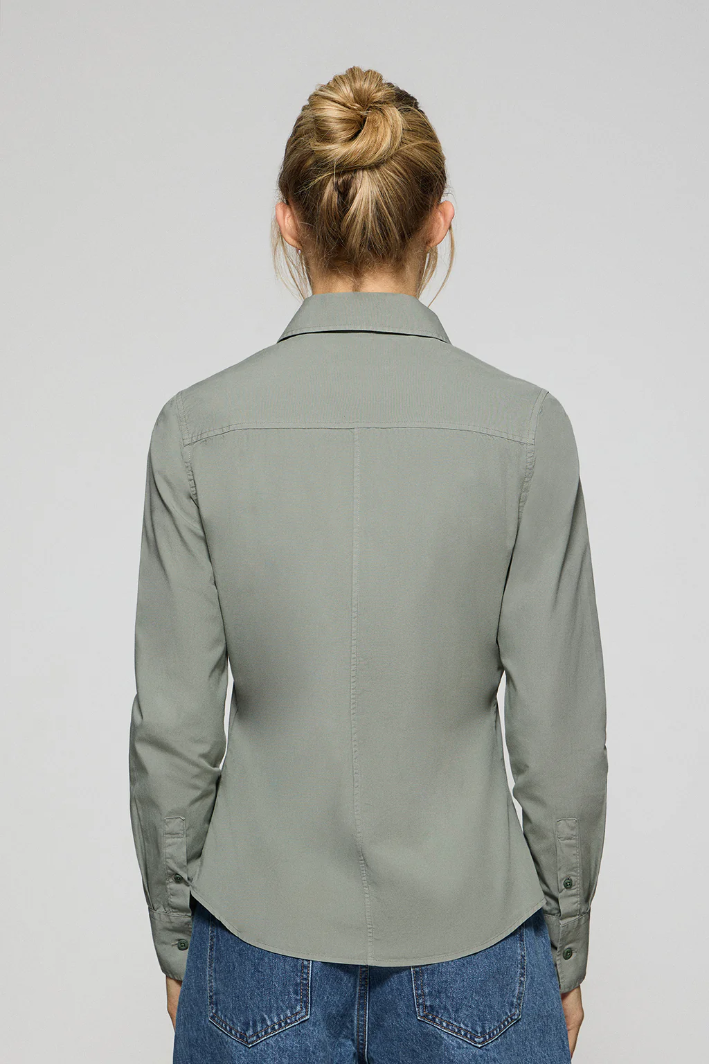 Dark-green garment-dye poplin shirt with embroidered logo - Image 2