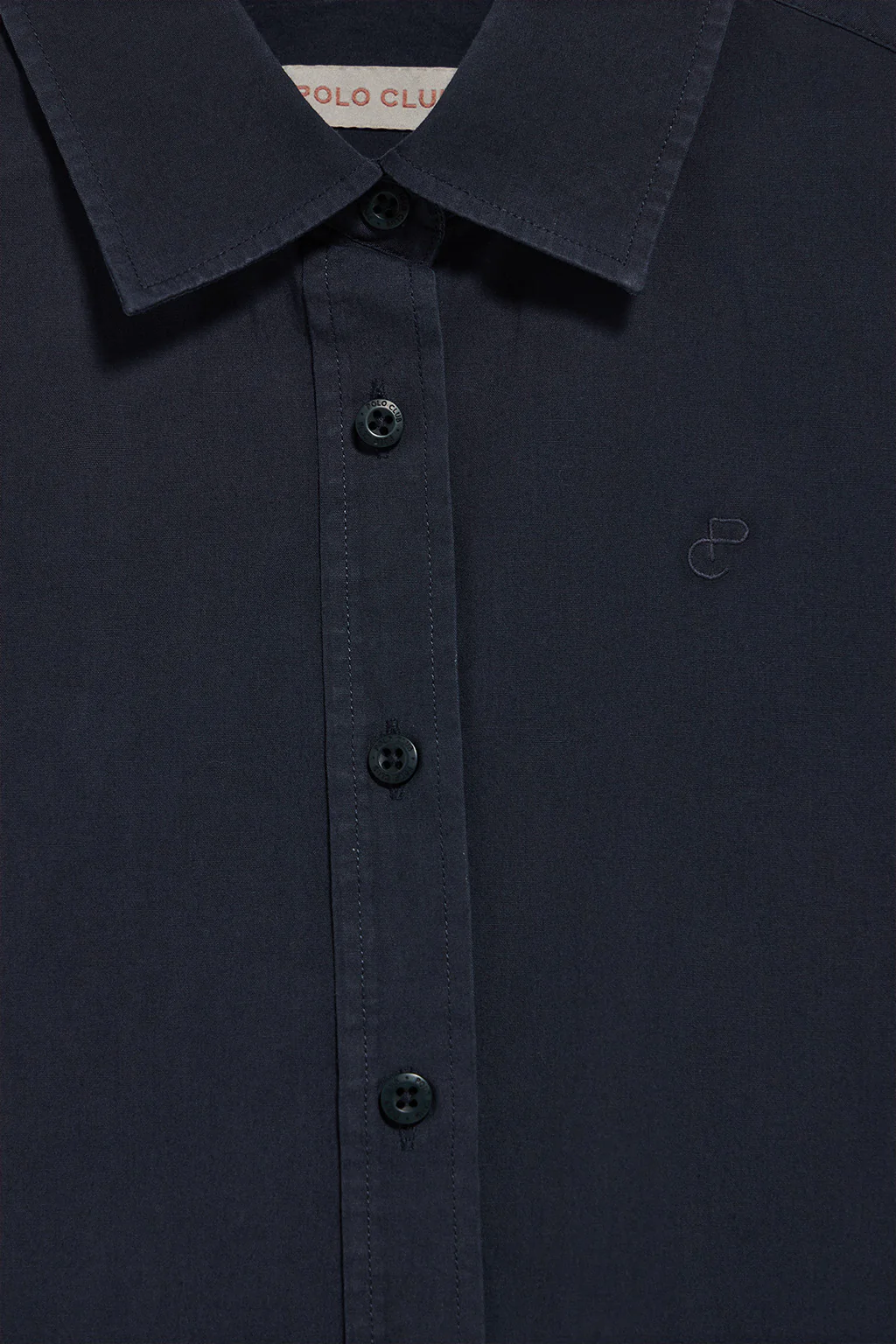 Navy-blue garment-dye poplin shirt with embroidered logo - Image 6
