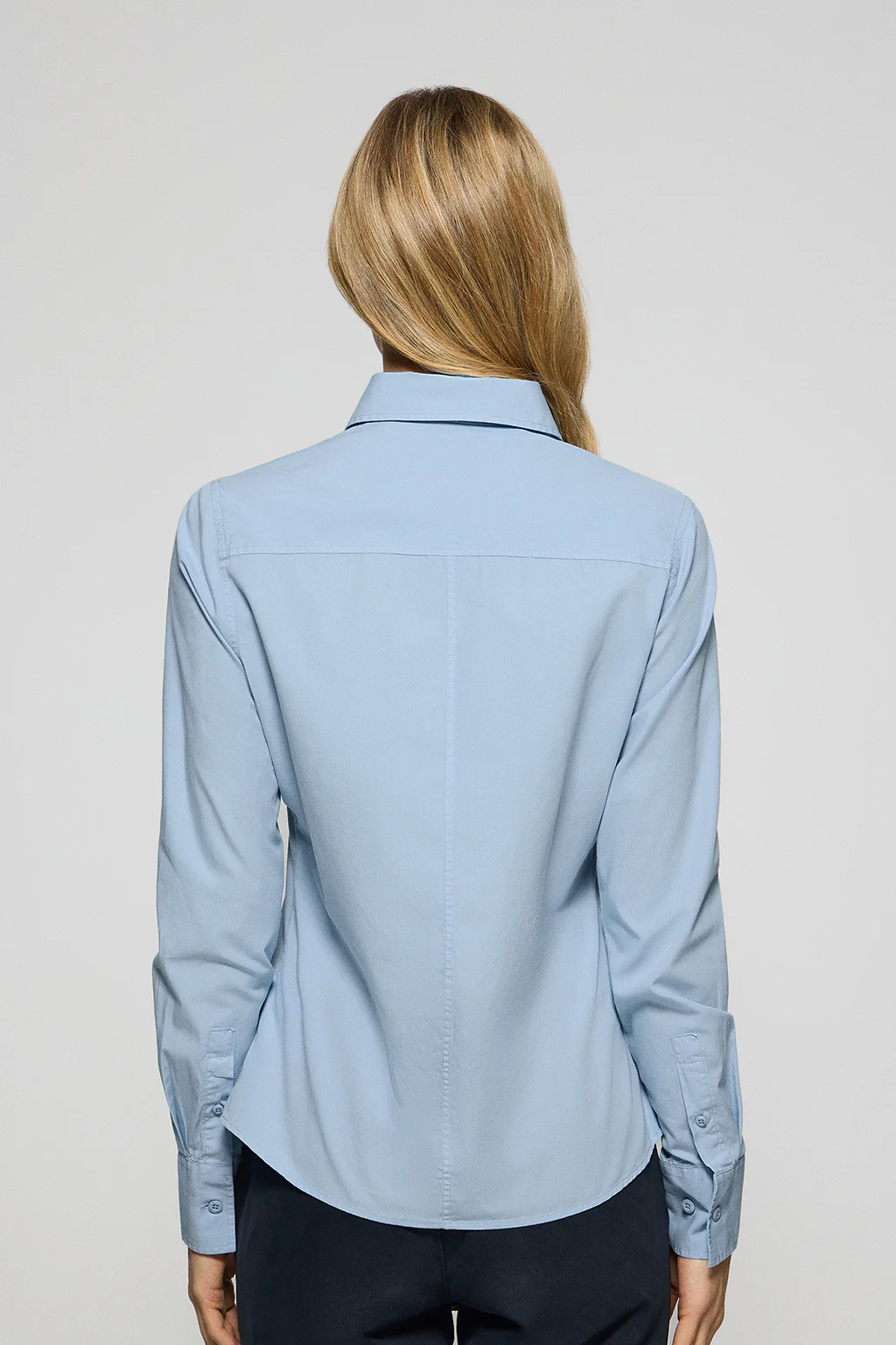 Sky-blue garment-dye poplin shirt with embroidered logo - Image 2