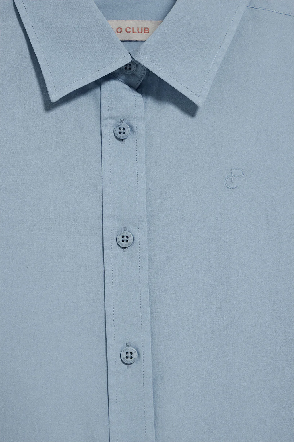 Sky-blue garment-dye poplin shirt with embroidered logo - Image 6