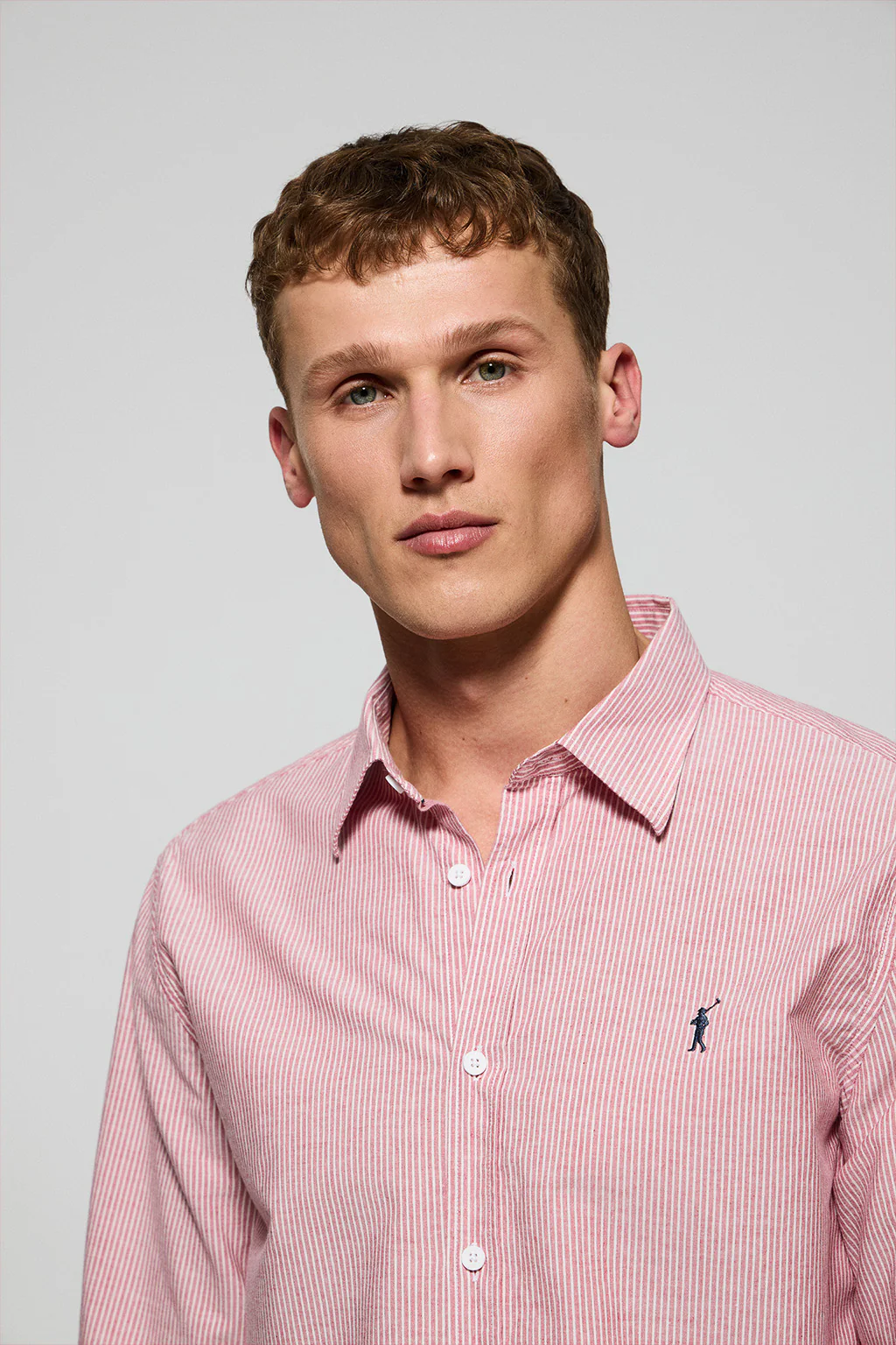 Red striped shirt Pharrel with Rigby Go embroidered logo - Image 3