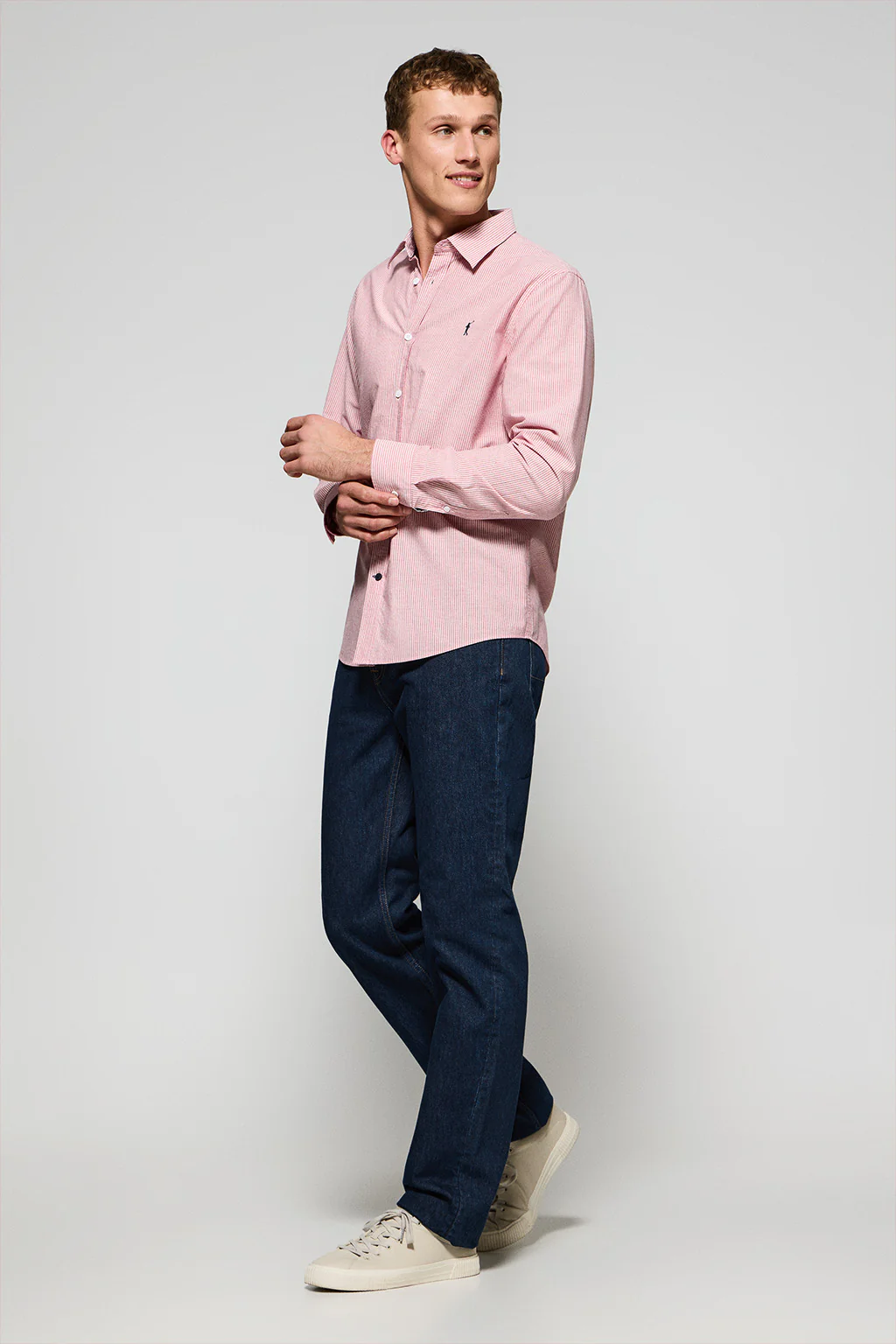 Red striped shirt Pharrel with Rigby Go embroidered logo - Image 4