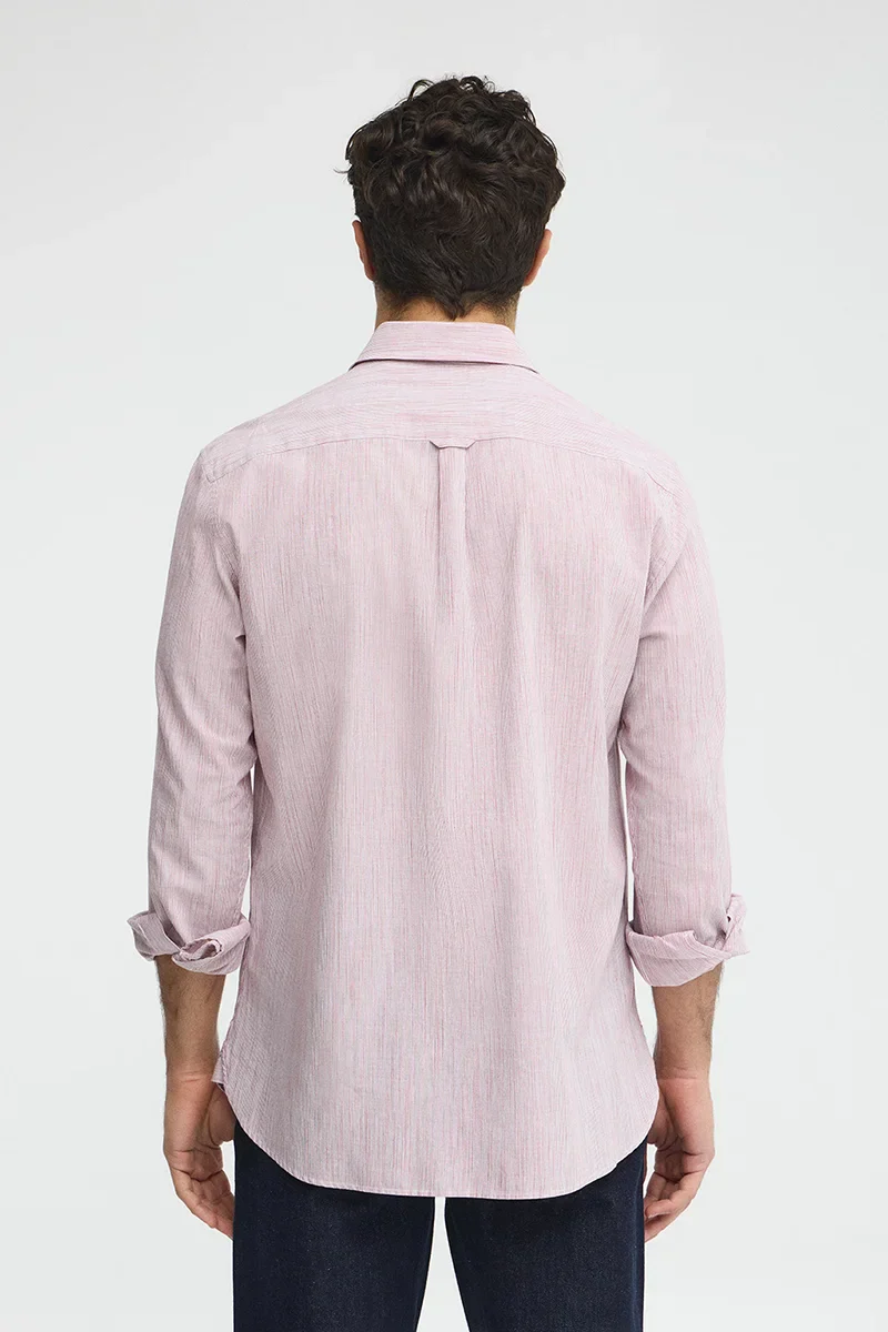 Red cotton-linen striped shirt with regular fit and Polo Club embroidery - Image 5