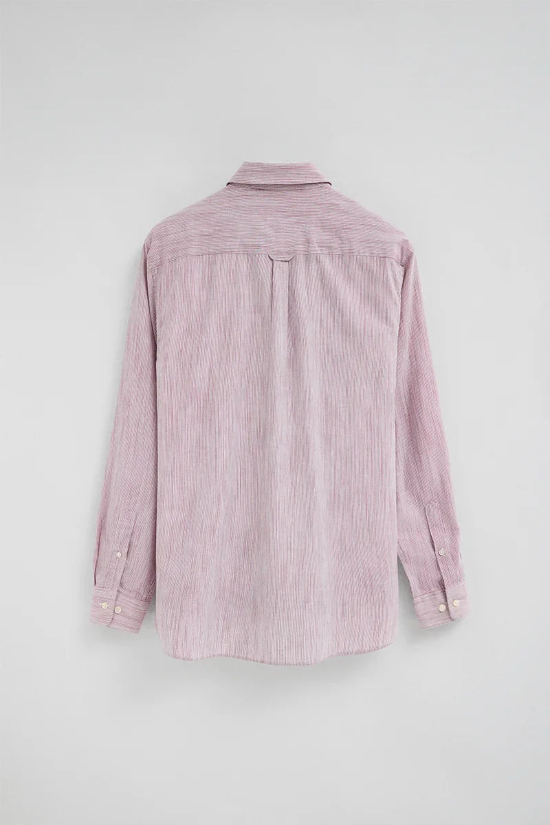 Red cotton-linen striped shirt with regular fit and Polo Club embroidery - Image 8