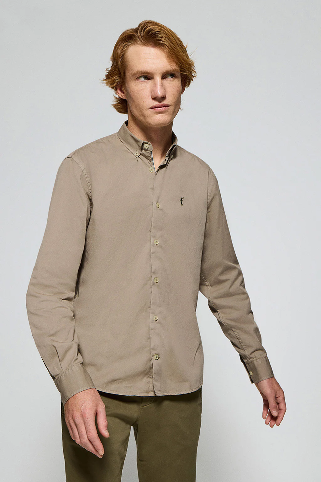 Camel twill shirt Princeton with Rigby Go logo - Image 4