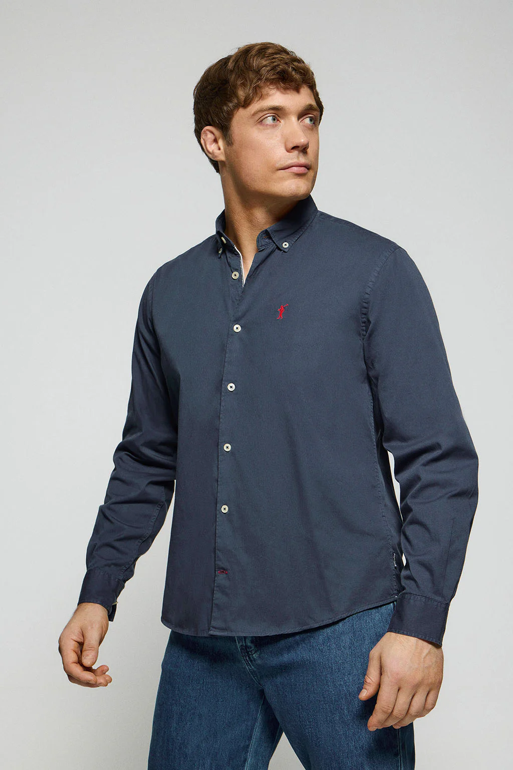 Navy-blue twill shirt Princeton with Rigby Go logo