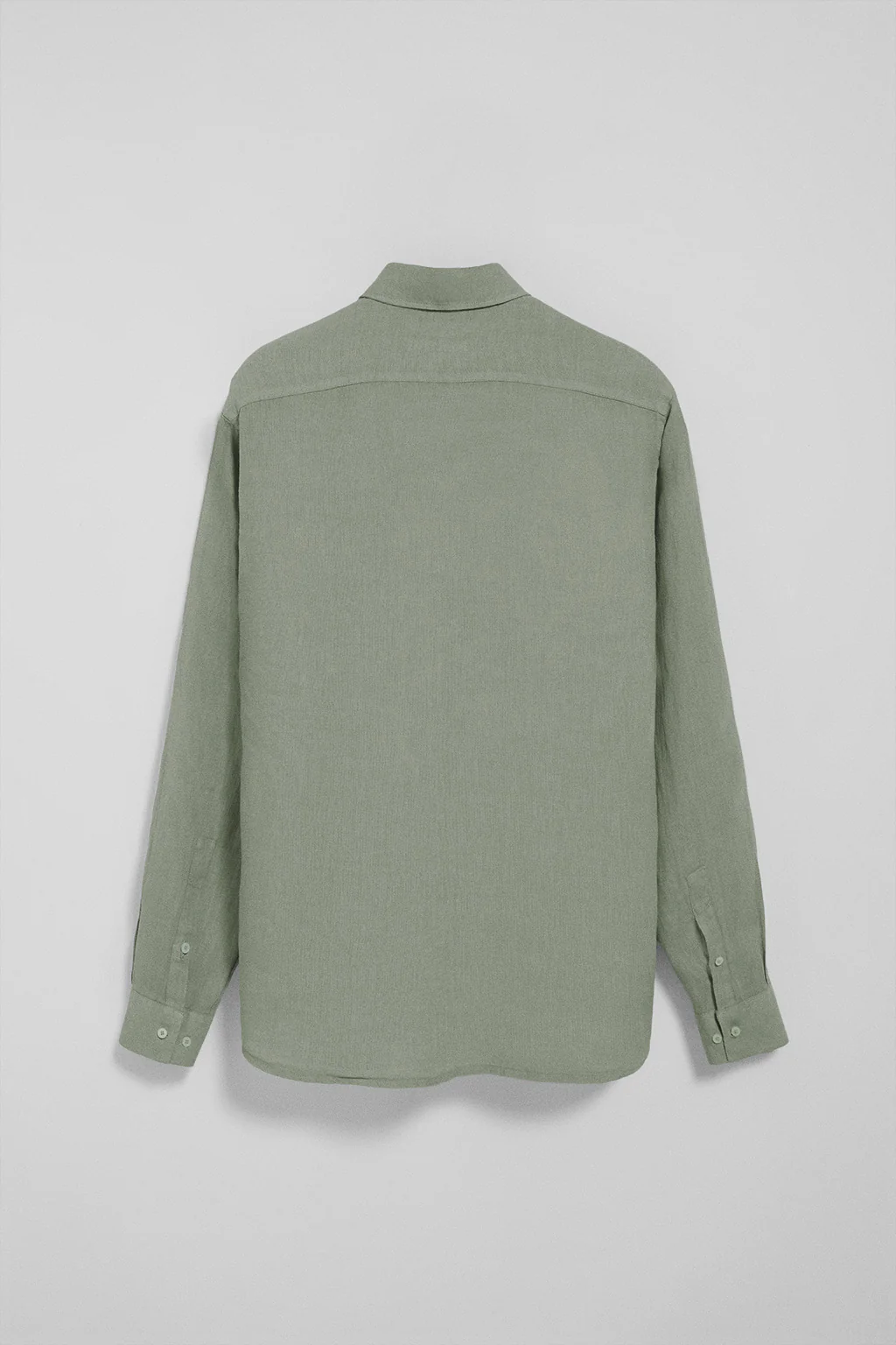 Army-green garment-dye linen shirt with Rigby Best embroidery - Image 6