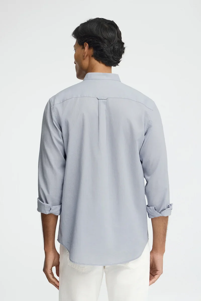 Light-blue cotton-linen regular-fit shirt with mandarin collar and Rigby Go embroidery - Image 5