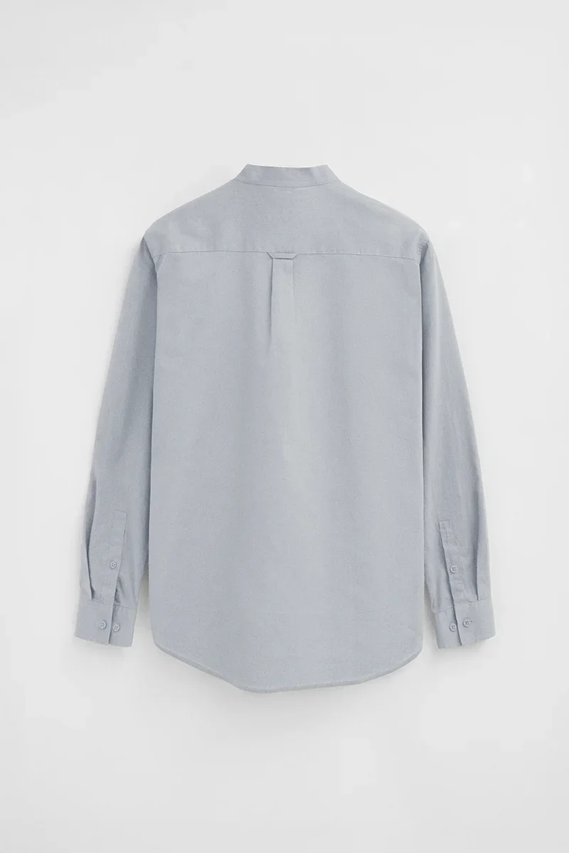 Light-blue cotton-linen regular-fit shirt with mandarin collar and Rigby Go embroidery - Image 8