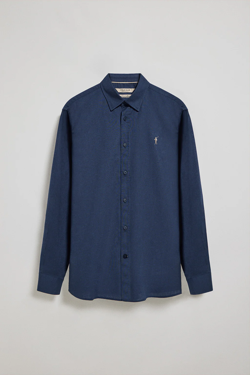 Navy-blue regular-fit shirt in linen and cotton with Rigby Go embroidery - Image 7