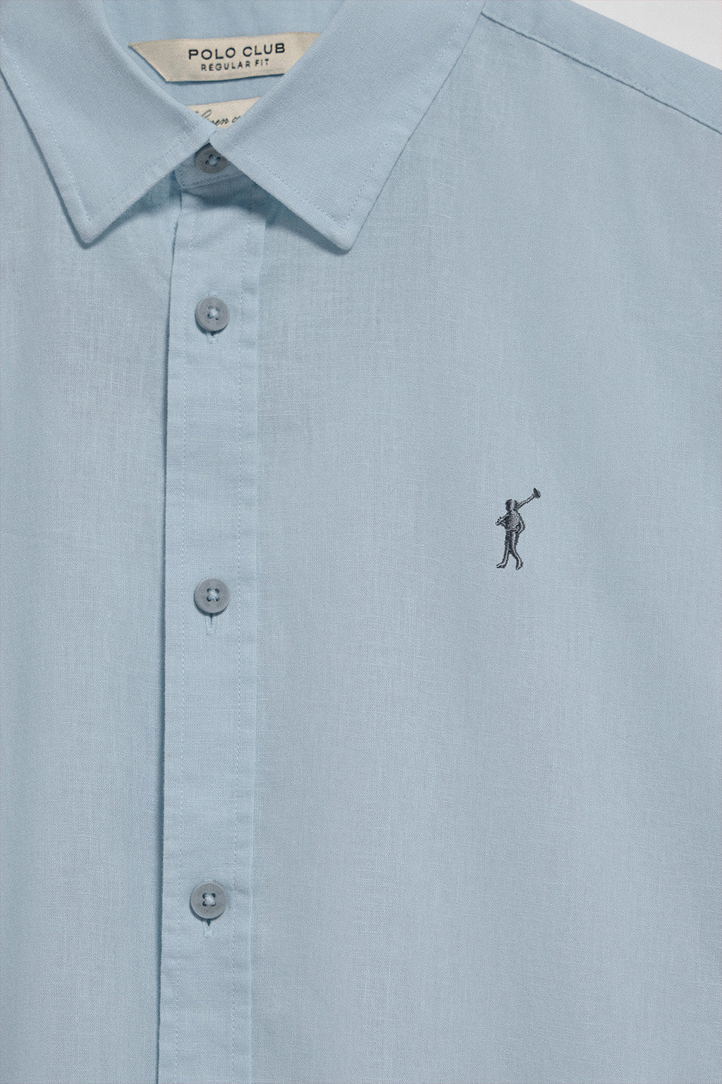 Sky-blue regular-fit shirt in linen and cotton with Rigby Go embroidery - Image 6