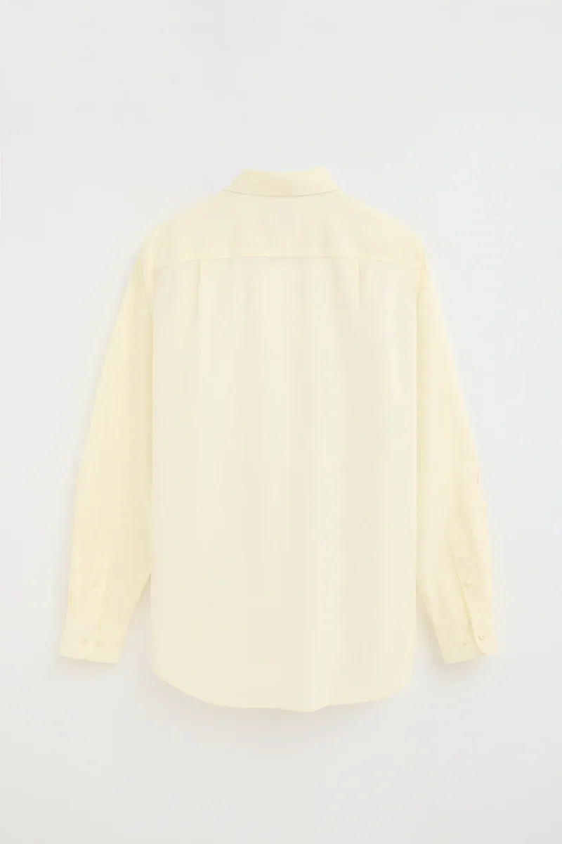 Pastel-yellow cotton-linen shirt with regular fit and Rigby Go logo - Image 7